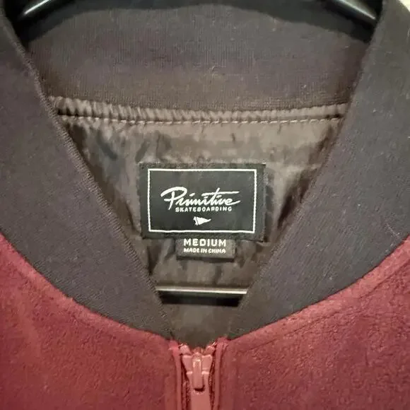 NWOT‎ Primitive Polar Burgundy Bomber Skateboard Designer Jacket Size Medium